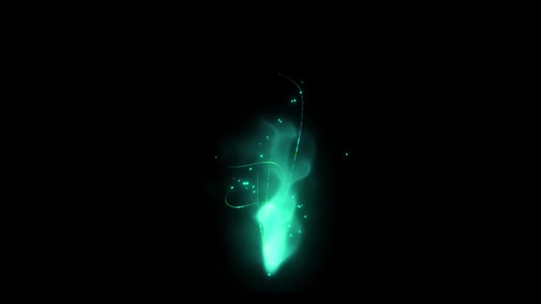 Fantaisie Cyan Magique Effets Feu Fumée Dans Obscurité Avec Brillant — Video