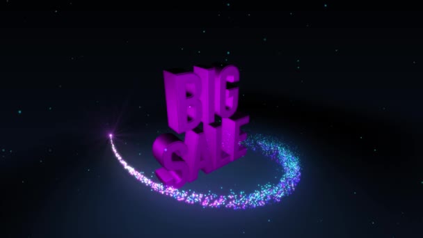 Magic Shinning Particle Circle Trail Banner Text Big Sale — Stock Video