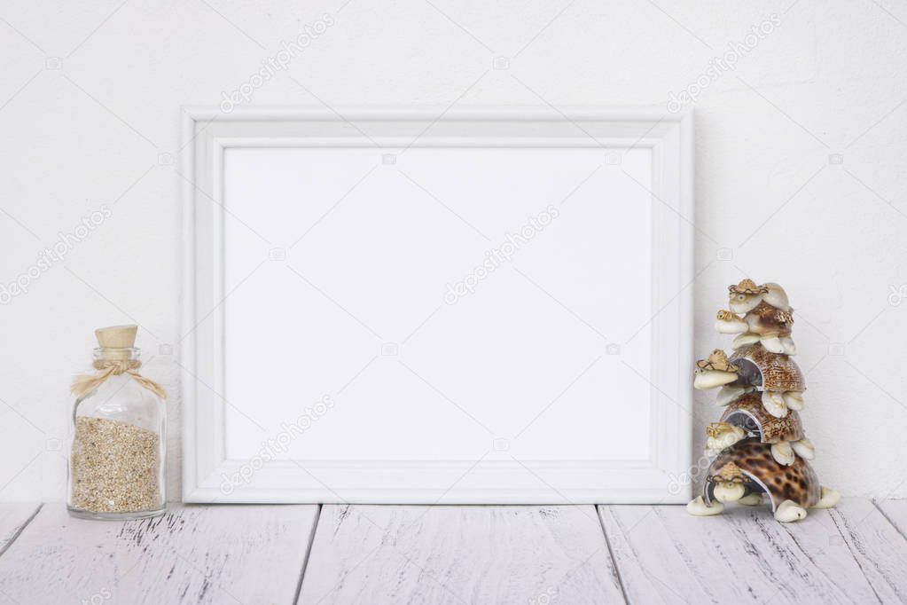 Stock photography white frame vintage painted wood table glass b