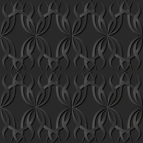 Art du papier noir 3D Courbe spirale Vigne à ondes croisées — Image vectorielle