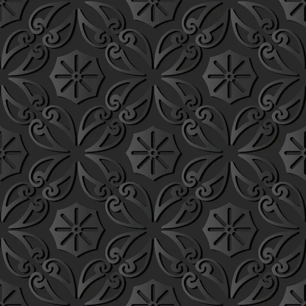 3D dark paper art Courbe Spirale Trame Fleur de vigne — Image vectorielle
