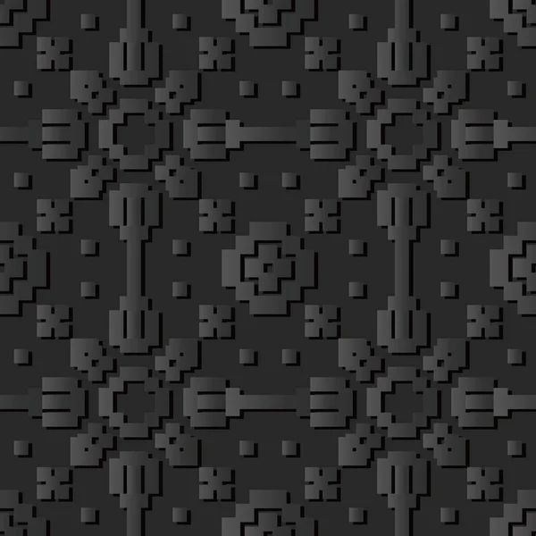 3D dark paper art Géométrie mosaïque Cross Square check — Image vectorielle