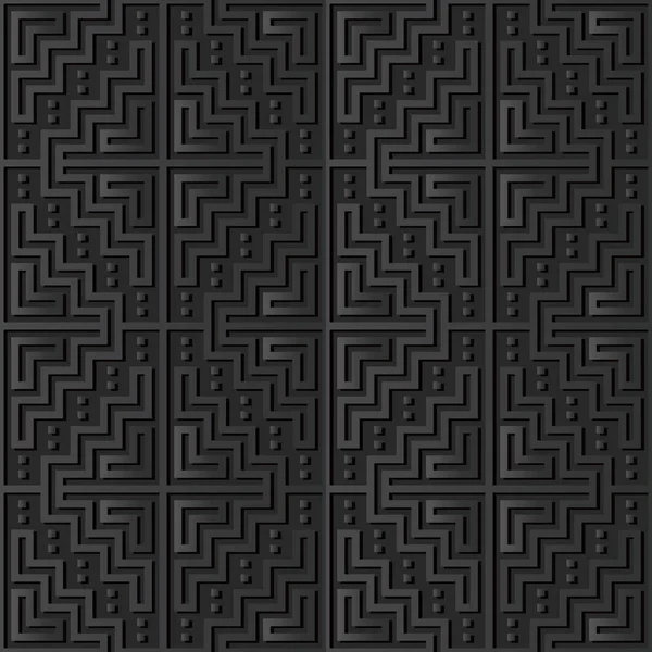 3D arte de papel oscuro Mosaico Pixel Cuadrado Geometría Cross Frame — Vector de stock