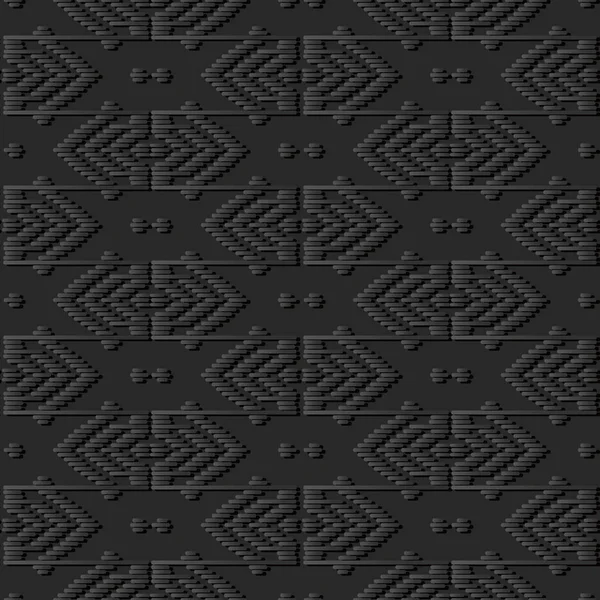 Arte em papel escuro 3D Geometria Polígono Cross Stitch Line Frame — Vetor de Stock