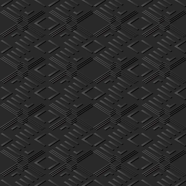 Cadre géométrique croisé Diamond Check en papier noir 3D — Image vectorielle