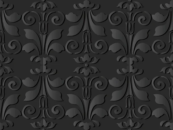 Art du papier sombre 3D Courbe Spirale Vortex Feuille Fleur — Image vectorielle