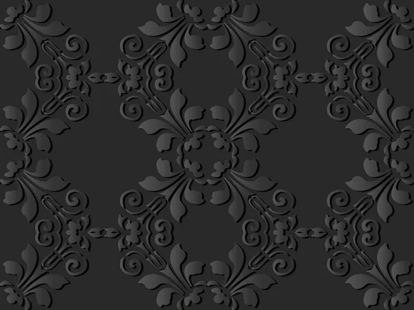 3d dunkles Papier Kunst Spirale Kurve Wirbel Kreuz Blatt Blume — Stockvektor