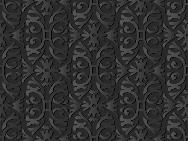Тёмная бумага 3D Картина Спиральная кривая Крест Сад Рамка Цветок — стоковый вектор