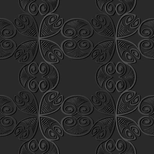3D dark paper art Courbe spirale Vortex Cross Botanic Frame Vigne — Image vectorielle