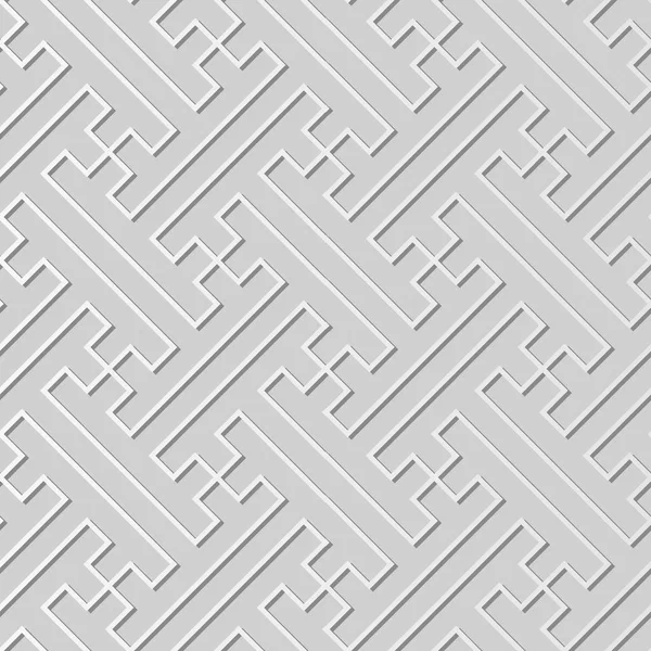 3d 白色纸艺多边形螺旋十字花纹线 — 图库矢量图片