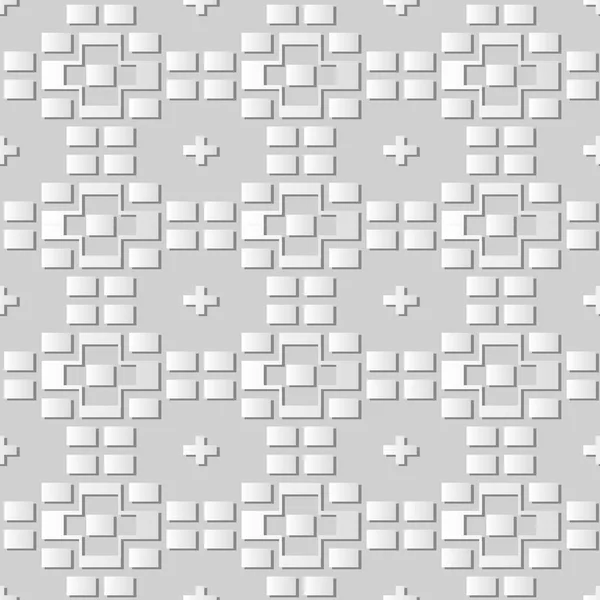 Carta bianca 3D arte Geometria Brick Cross Check — Vettoriale Stock