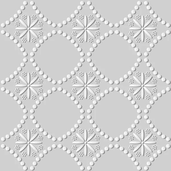 Arte de papel blanco 3D Round Dot Line Cross Flower — Archivo Imágenes Vectoriales