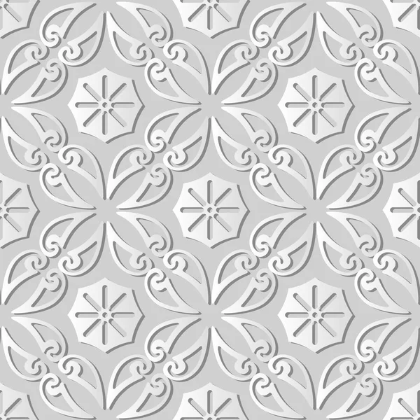 3D papel branco arte Curva espiral Cross Frame Vine flor — Vetor de Stock