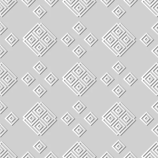 3 d のホワイト ペーパー アート スクエア チェック クロスの網目模様スパイラル フレーム — ストックベクタ