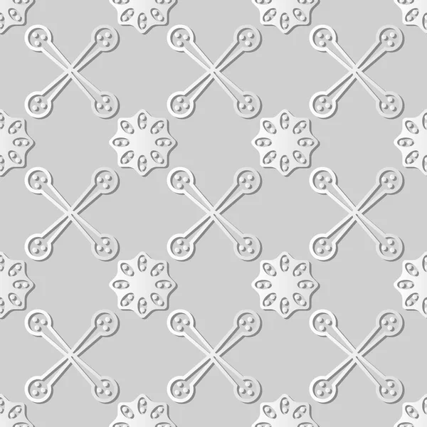 3D білий папір мистецтва Кругла крива хрест рамка Квітка — стоковий вектор