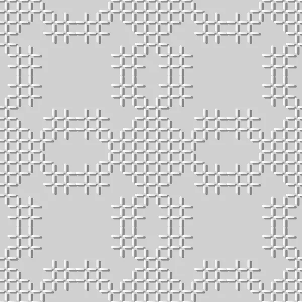 3D beyaz kağıt sanat dikiş çapraz geometri mozaik hattı kontrol — Stok Vektör