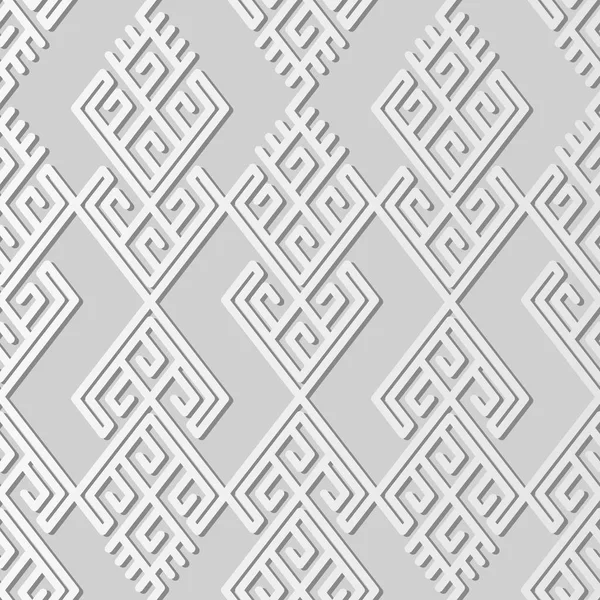 3d 白纸艺术检查螺旋十字花纹几何框架 — 图库矢量图片