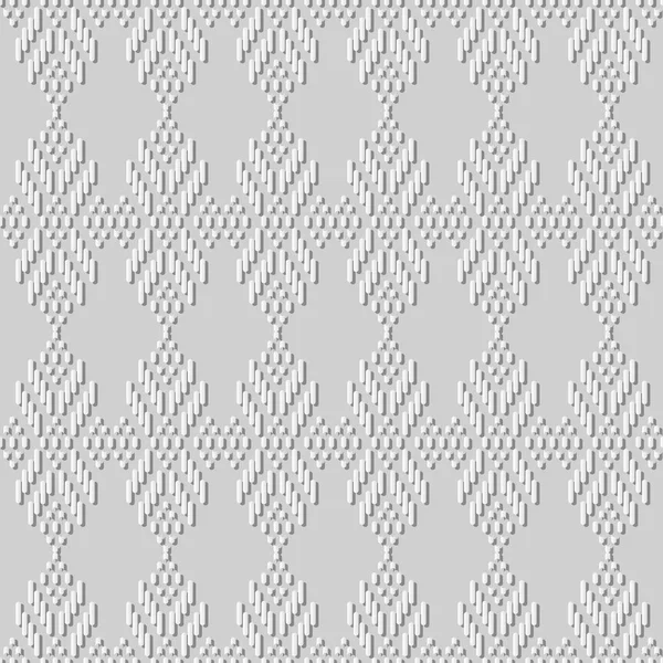 3d 白纸艺术十字绣线几何检查 — 图库矢量图片