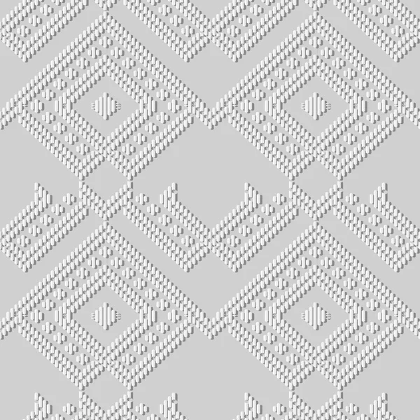 Arte de papel branco 3D Verifique a linha de costura cruzada da geometria do triângulo — Vetor de Stock