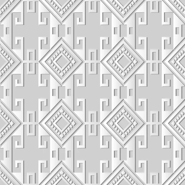3D біле паперове мистецтво Перевірити квадрат Спіральний хрест Геометрія Рамка — стоковий вектор
