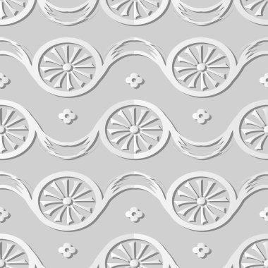 3D beyaz kağıt sanat yuvarlak eğrisi çapraz çiçek şerit