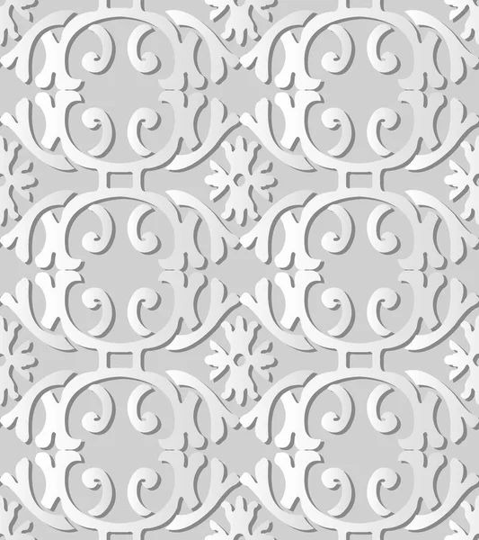 3D papel blanco arte espiral curva cruz marco flor — Archivo Imágenes Vectoriales