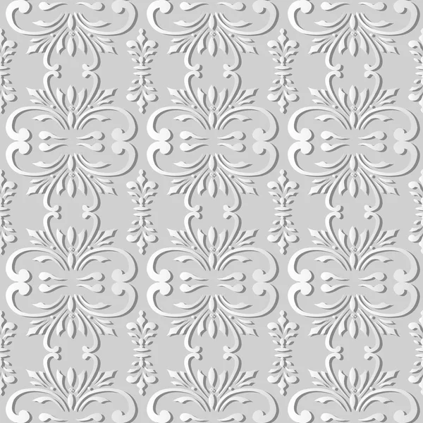 3D white paper art-nál spirális görbe Cross Botanic virág szőlő — Stock Vector