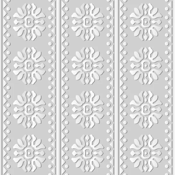 3D біле паперове мистецтво Крива Хрест Круглий Квітковий Трикутник Точкова лінія — стоковий вектор