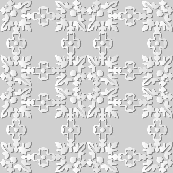 3D Biała Księga sztuki łańcucha kwiat liść Cross Square krzywej — Wektor stockowy