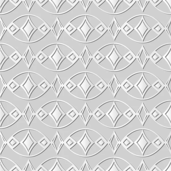3D білий папір мистецтво овальна крива хрест рамка діамант Перевірити камінь — стоковий вектор