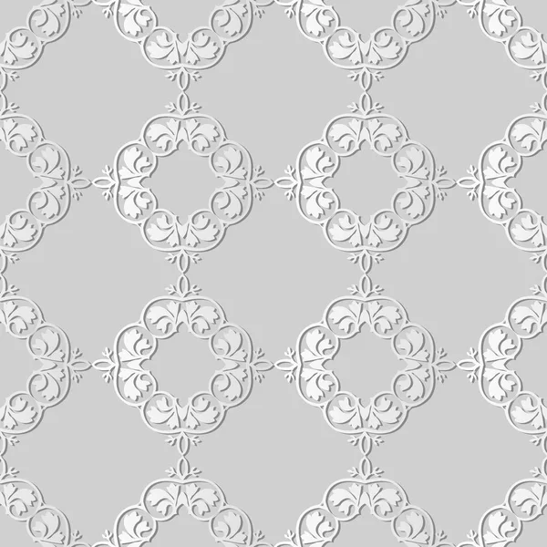 Art du papier blanc 3D Courbe Spirale Croix Plante Feuille Croix Frame Vin — Image vectorielle
