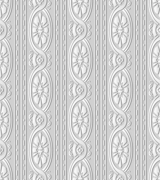 3d white paper arte curva cruz espiral quadro flor videira linha — Vetor de Stock