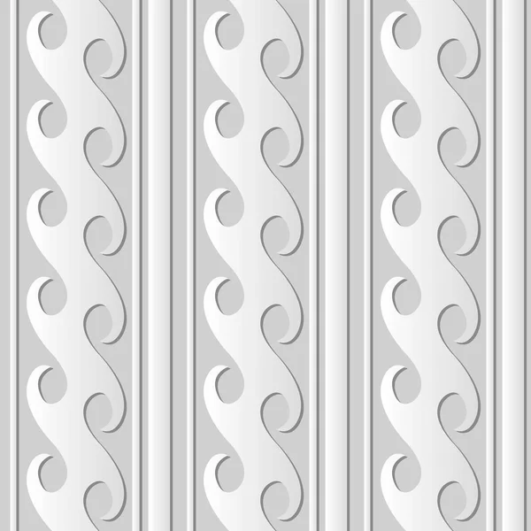 3D papel branco arte curva espiral geometria Verifique Cross Frame Line —  Vetores de Stock