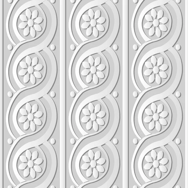 3d weißes Papier Kunst rund Kurve Kreuz Spirale Rahmen Blume — Stockvektor