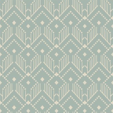 Antika sorunsuz arka plan kontrol geometri üçgen Cross Stitch