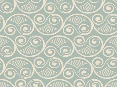 Antika sorunsuz arka plan eğrisi sarmal girdap Fan yaprak çerçeve V