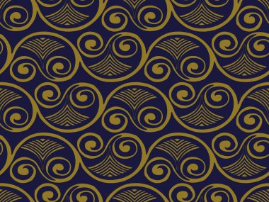 Antika sorunsuz arka plan eğrisi sarmal girdap Fan yaprak çerçeve V