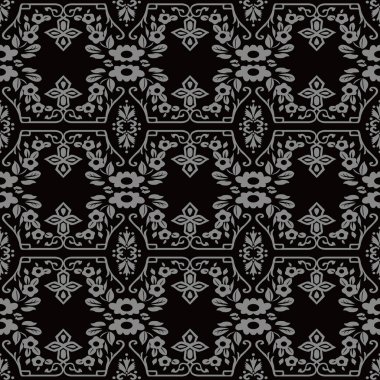 Antika sorunsuz arka plan sarmal zarif botanik çiçek çapraz 