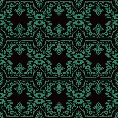 Antika sorunsuz arka plan sarmal zarif botanik çiçek çapraz 