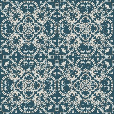 Antika sorunsuz arka plan eğrisi sarmal çiçek yuvarlak yıpranmış