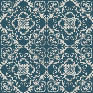 Antika sorunsuz arka plan sarmal yaprak asma çiçek yıpranmış