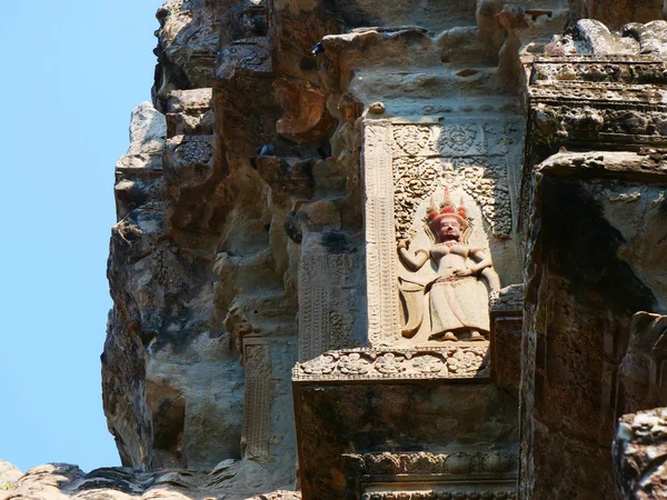 Stone rock carving art decoration ruin of ancient temple complex