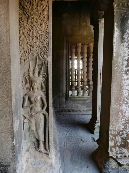 Pedra pedra escultura arte decoração ruína do antigo templo complexo — Fotografia de Stock