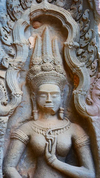 Angkor Wat kompleksindeki Ta Prohm Tapınağında taş oyma sanatı,