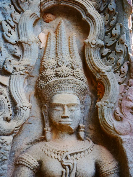 Pedra arte escultura rock no Templo Ta Prohm em Angkor wat complexo , — Fotografia de Stock