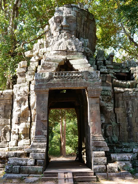 Stone rock door gate ruin at Banteay Kdei, part of the Angkor wa