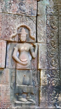 Banteay Kdei 'de taş oyma sanatı, Angkor nehrinin bir parçası.