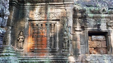 Banteay Kdei 'de taş oyma sanatı, Angkor nehrinin bir parçası.