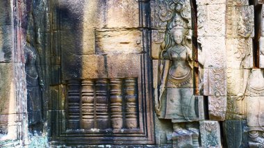 Banteay Kdei 'de taş oyma sanatı, Angkor nehrinin bir parçası.