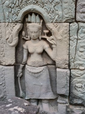 Angkor Wat kompleksindeki Ta Som tapınağında taş oyma sanatı, S